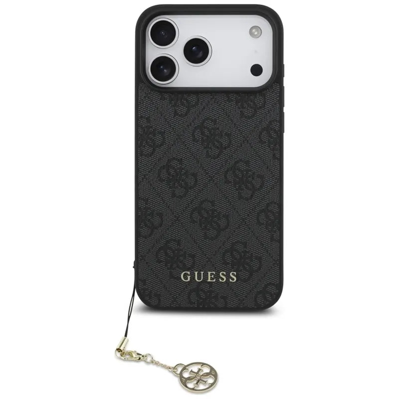 Guess 4G Charms Collection MagSafe – dėklas iPhone 17 Pro Max (juodas)