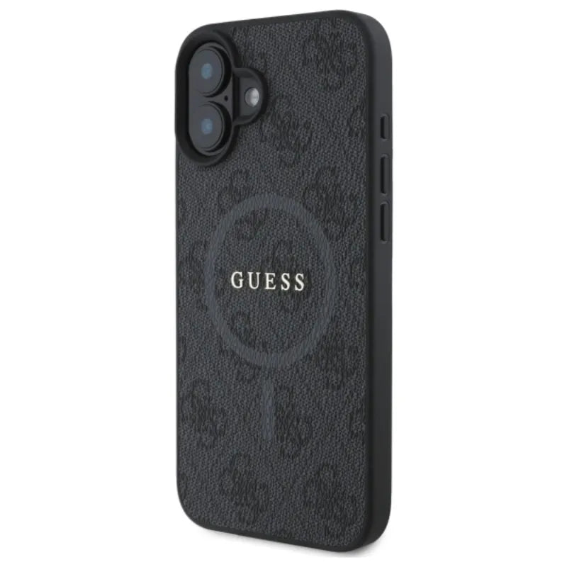 Guess 4G Ring Classic Logo MagSafe – dėklas iPhone 16 (juodas)