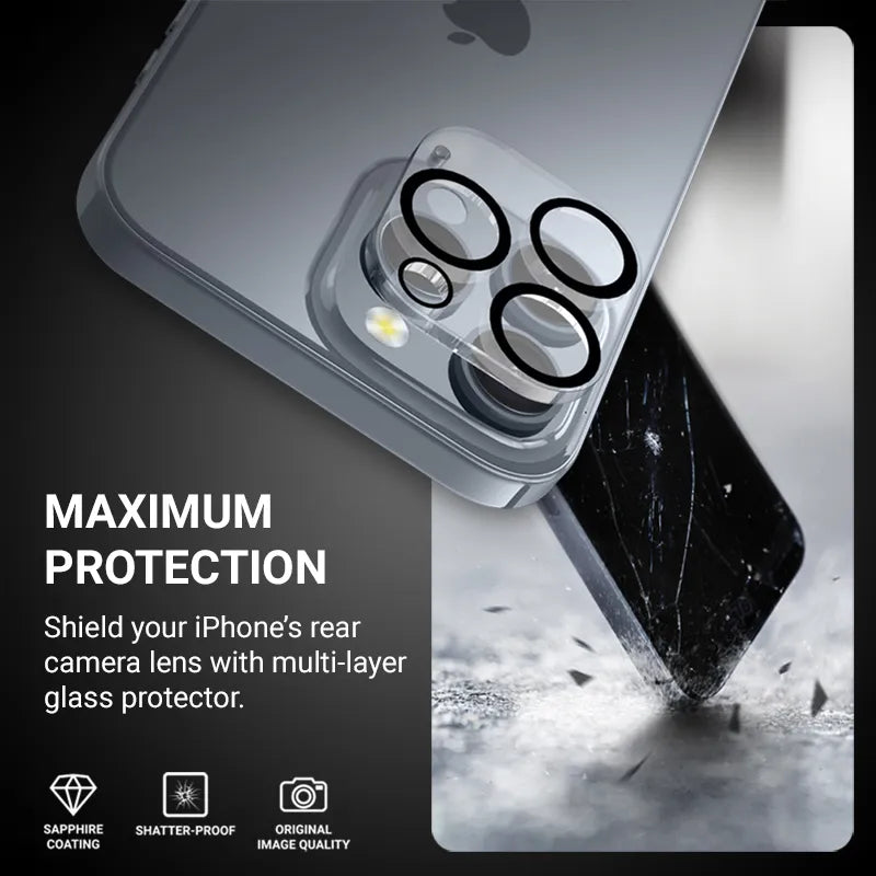 Crong Lens Shield - Kameros ir lęšių stiklas, skirtas iPhone 16 Pro / iPhone 16 Pro Max / iPhone 15 Pro / iPhone 15 Pro Max