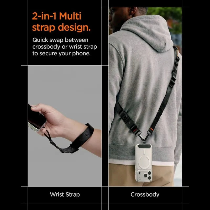 Spigen DA30M Lanyard Strap Crossbody – universalus telefono dirželis / virvelė (juodas)