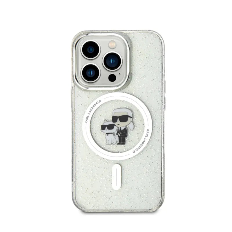 Karl Lagerfeld Karl & Choupette Glitter Magsafe - Dėklas iPhone 15 Pro (Skaidrus)