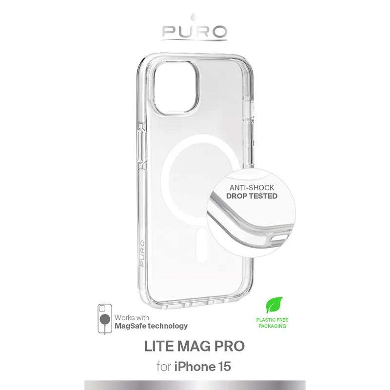 PURO LITEMAG PRO - Dėklas iPhone 15 MagSafe (Skaidrus)