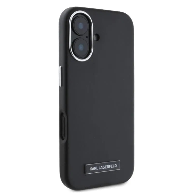 Karl Lagerfeld FW Metal Plate MagSafe – dėklas iPhone 16 (juodas)