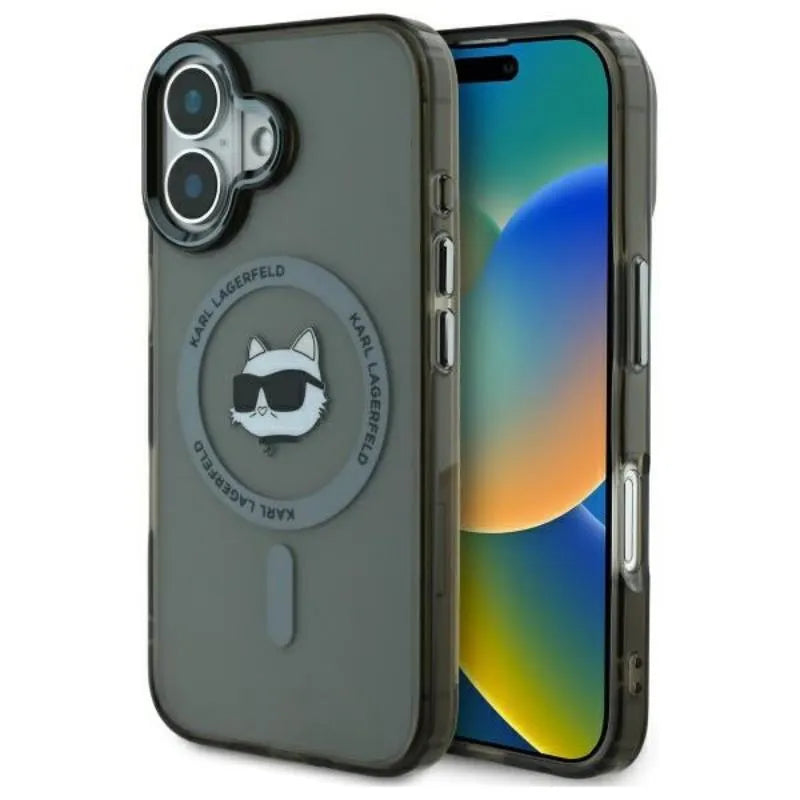 Karl Lagerfeld IML Metal Choupette Head MagSafe – Dėklas iPhone 16 (juodas)