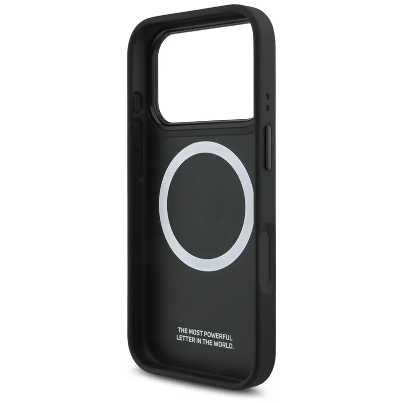 BMW M Tricolor Metal Logo MagSafe – iPhone 17 Pro dėklas (pilkas)