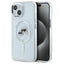 Karl Lagerfeld IML Metal Karl & Choupette Head MagSafe – dėklas iPhone 15 (baltas)