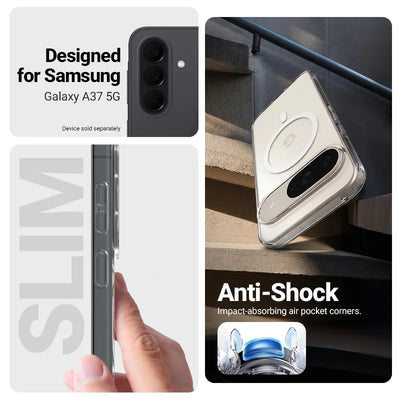 „Crong Hybrid Clear Magnetic“ – „MagSafe“ dėklas, skirtas „Samsung Galaxy A37 / A36“ (skaidrus)