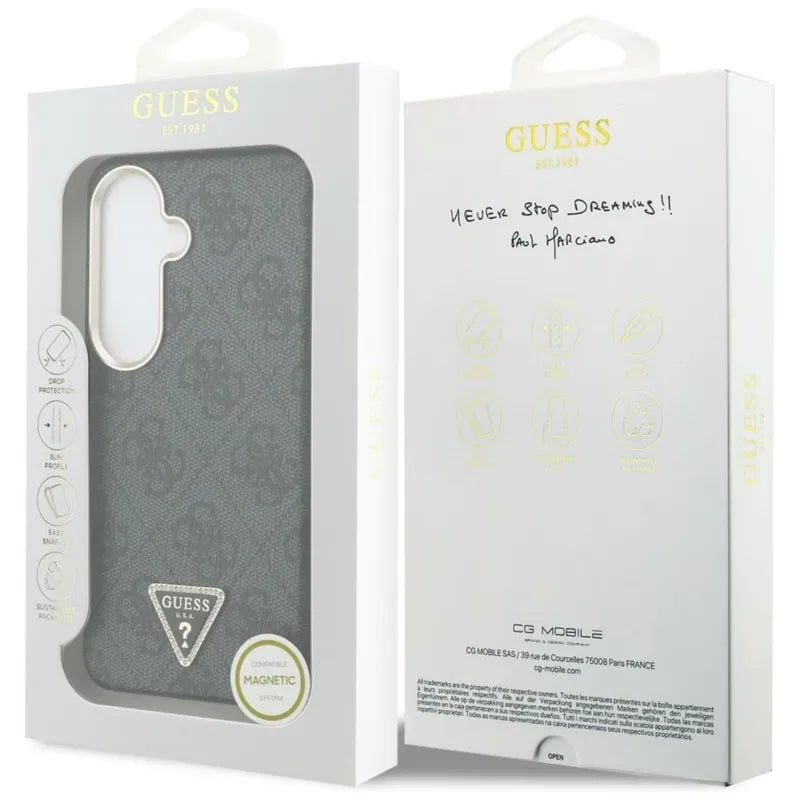 Guess 4G Triangle Logo MagSafe – dėklas Samsung Galaxy S26 (juodas)