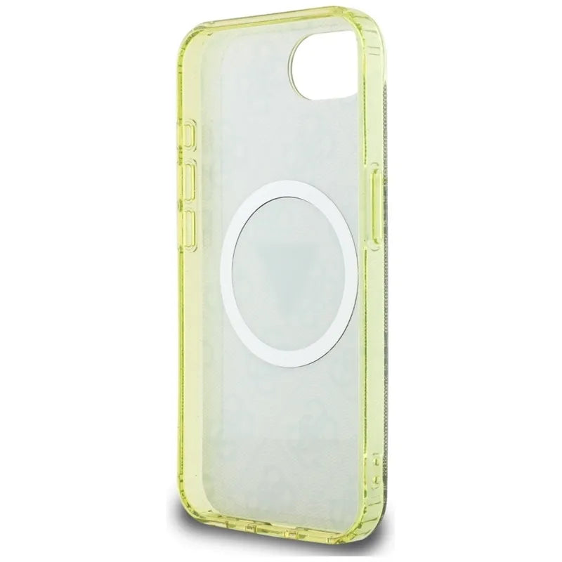 Guess IML Metal Glitter 4G Circle Triangle MagSafe – dėklas iPhone 16e (rudos spalvos)