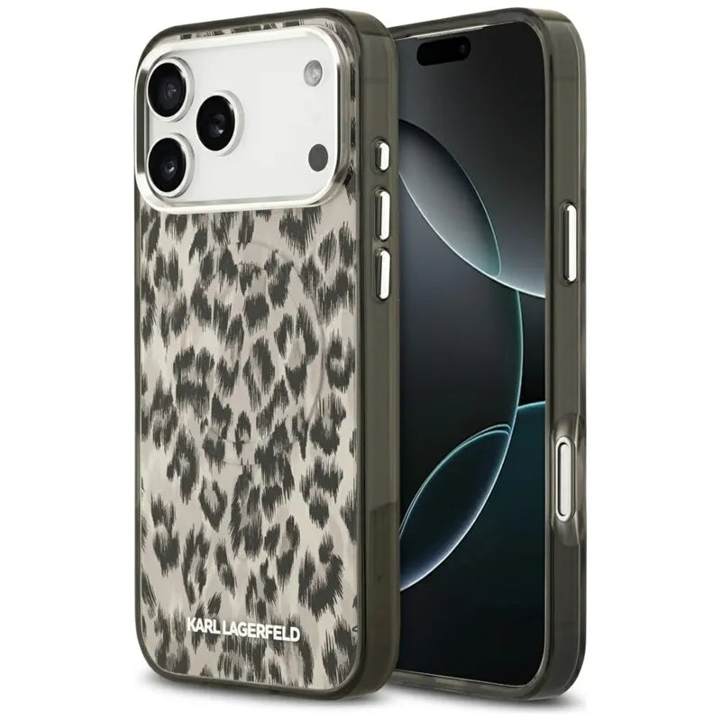 Karl Lagerfeld IML Leopard Pattern MagSafe – dėklas, skirtas iPhone 17 Pro Max (rudas)
