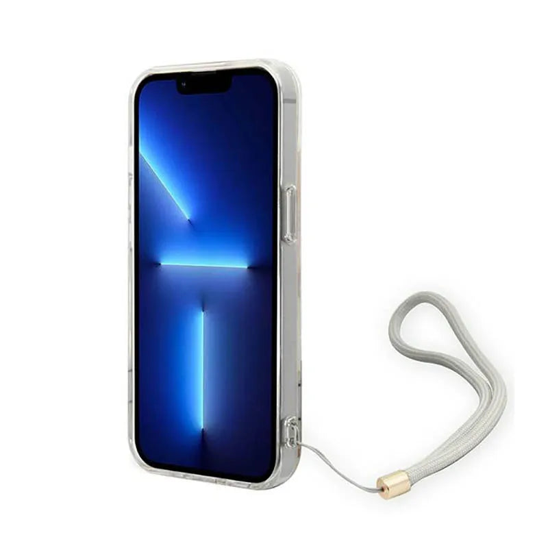 Guess Flower Cord – dėklas iPhone 14 Plus telefonui (violetinis)