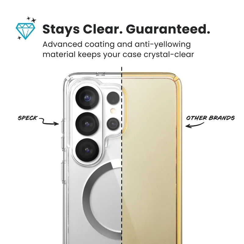 Speck Presidio Perfect-Clear Magnet – dėklas Samsung Galaxy S26 Ultra MagSafe (skaidrus/sidabrinis)