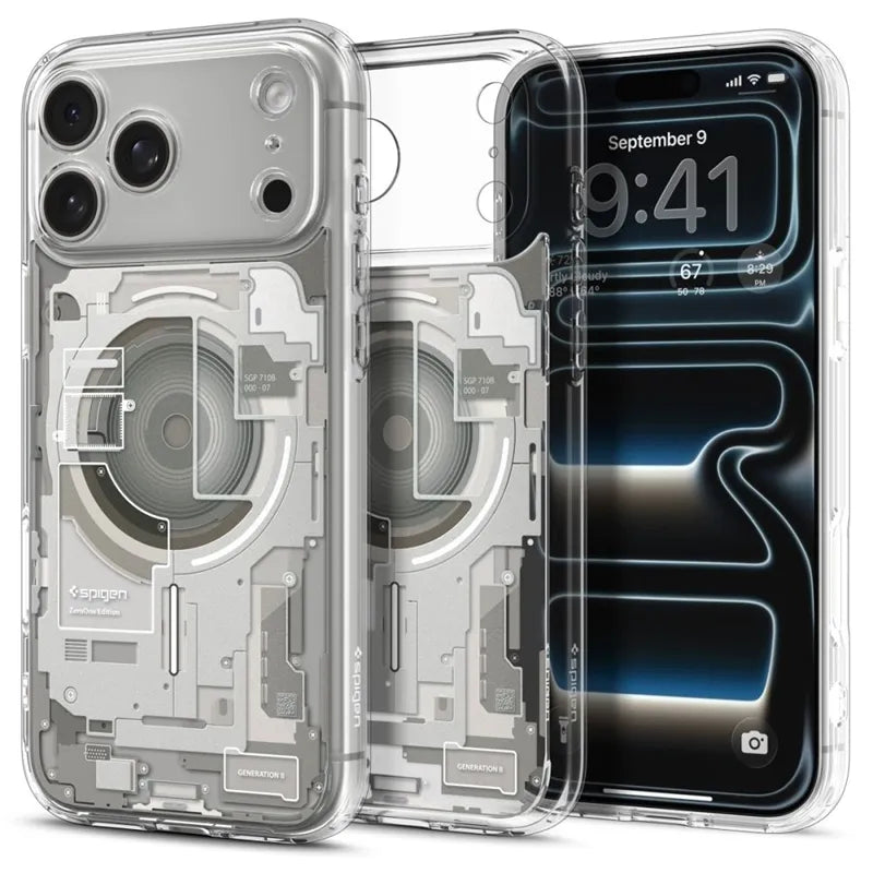 Spigen Ultra Hybrid Mag MagSafe – dėklas, skirtas iPhone 18 Pro Max / 17 Pro Max (Zero One Natural Titanium)