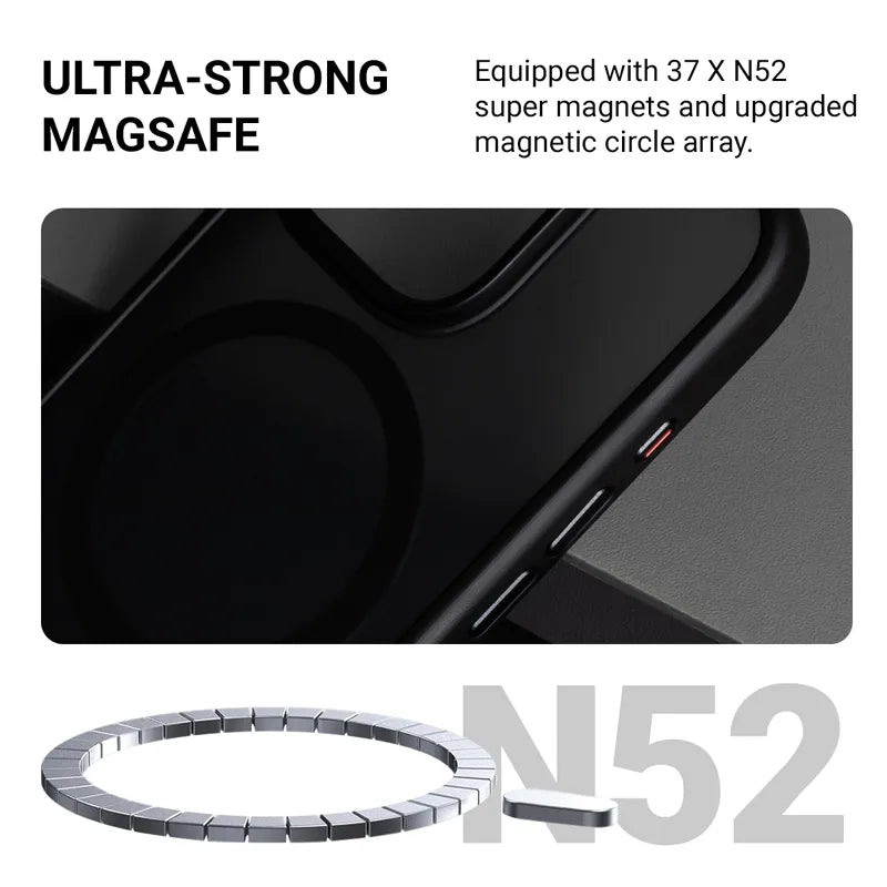 Crong Hybrid Frost MAG Cover – dėklas su MagSafe skirtas iPhone 16 (juodas)