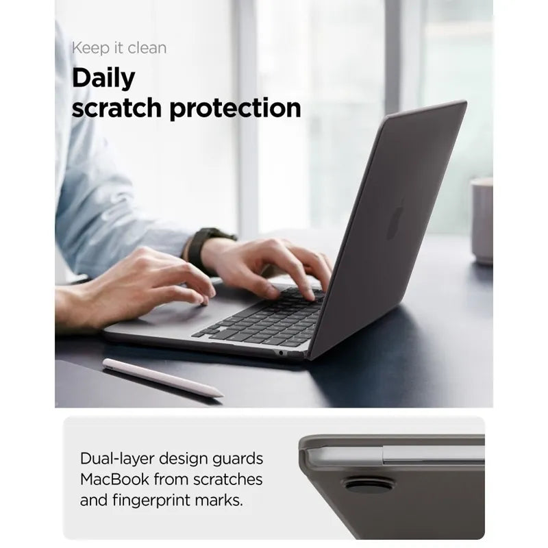 Spigen AirSkin – MacBook Air dėklas 13,6" (M5/M4/M3/M2/2026-2022) (Frost Black)
