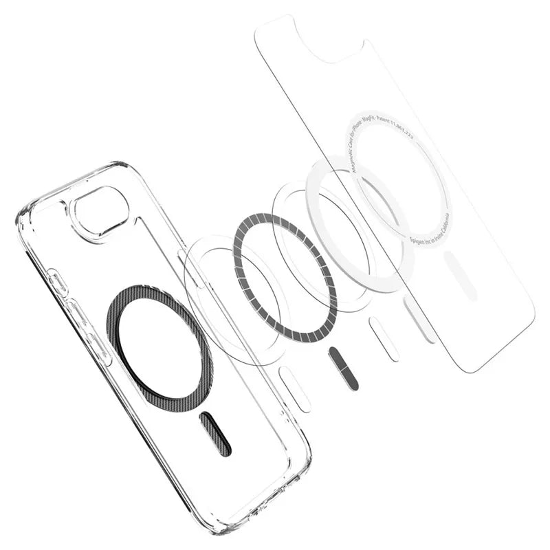 Spigen Ultra Hybrid Mag MagSafe – dėklas iPhone 17e / 16e (anglies pluoštas)