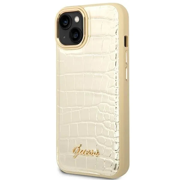 „Guess Croco Collection“ – dėklas „iPhone 14 Plus“ (auksinis)