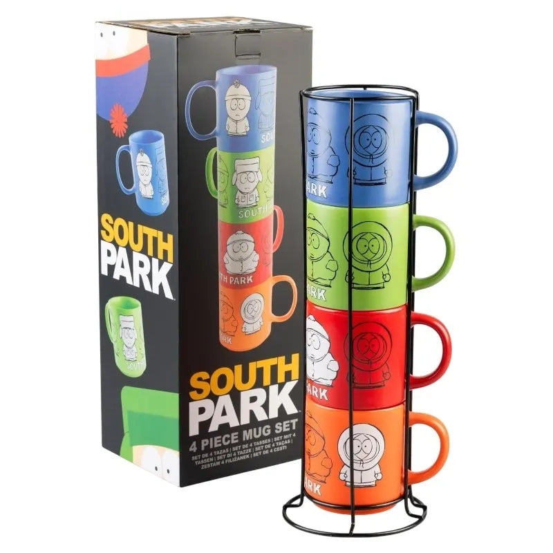 South Park – 4 keraminių puodelių rinkinys su stovu, 300 ml