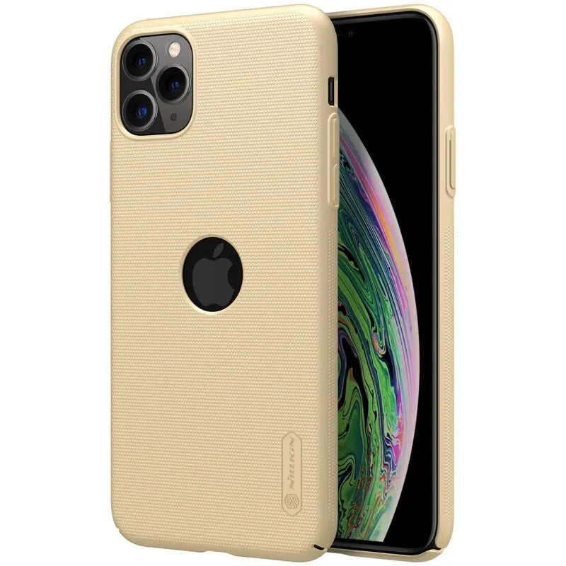 Nillkin Super Frosted Shield – dėklas Apple iPhone 11 Pro su išpjova logotipui (auksinis)