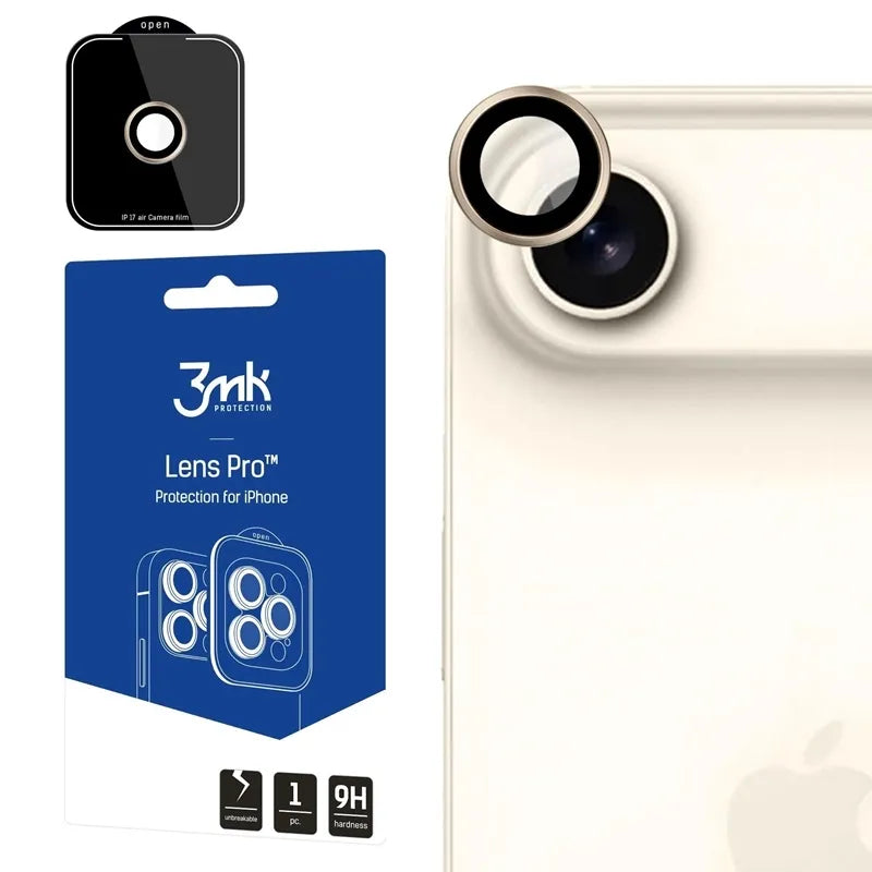 3mk Lens Protection Pro – kameros objektyvo stiklas, skirtas iPhone Air (titano aukso spalvos)
