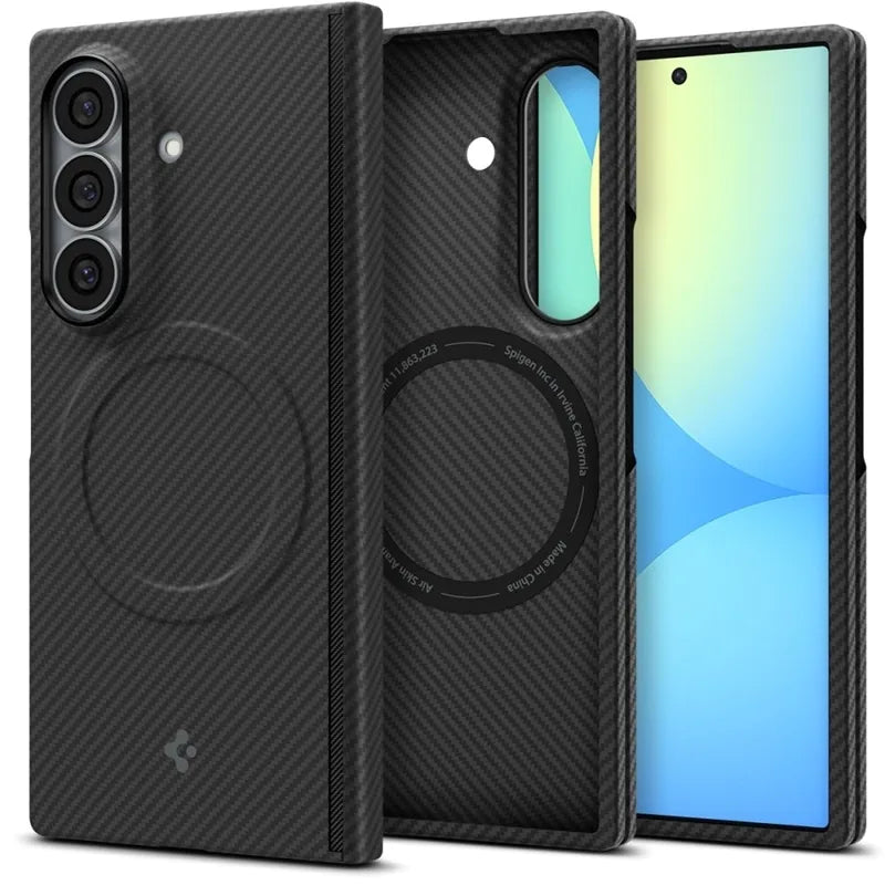 Spigen AirSkin Aramid MagSafe dėklas, skirtas Samsung Galaxy Z Fold 8 Ultra (juodas)