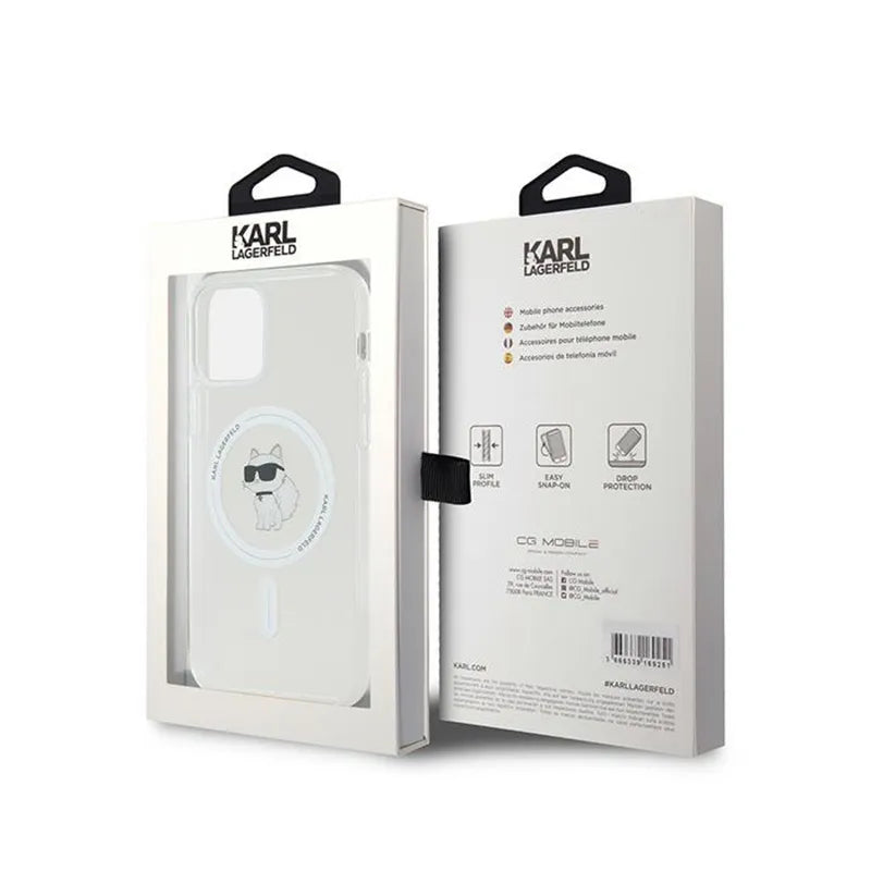 Karl Lagerfeld IML Choupette MagSafe – dėklas iPhone 12 / iPhone 12 Pro (skaidrus)