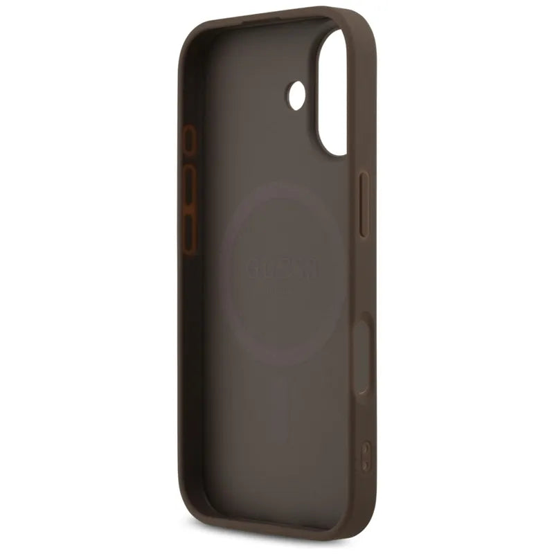 Guess 4G Printed Stripes MagSafe – Dėklas iPhone 17 (ruda)