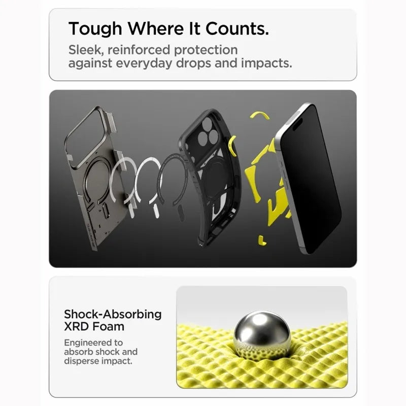 Spigen Tough Armor T Mag MagSafe – dėklas, skirtas iPhone 18 Pro / 17 Pro (Gunmetal)