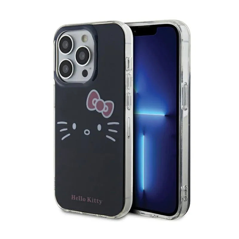Hello Kitty IML Kitty Face dėklas, skirtas iPhone 15 Pro Max (juodas)