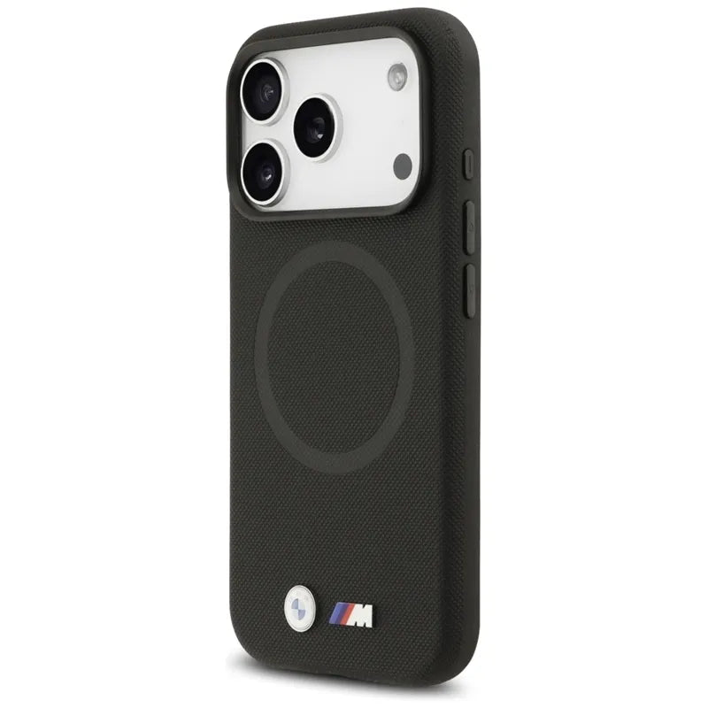 BMW M FW Metal Logo MagSafe – Dėklas iPhone 17 Pro (juodas)