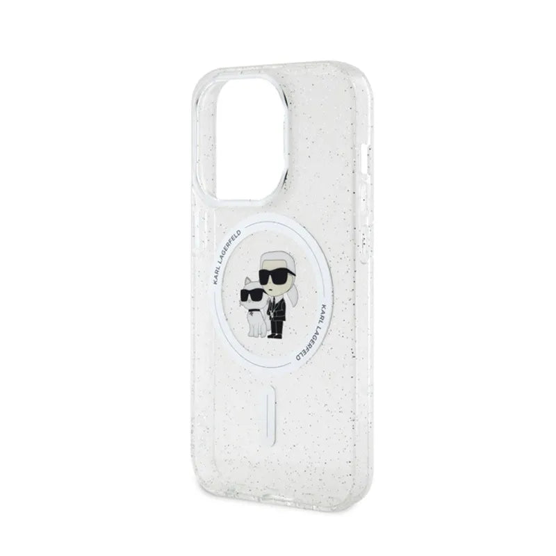 Karl Lagerfeld Karl & Choupette Glitter Magsafe - Dėklas iPhone 15 Pro (Skaidrus)