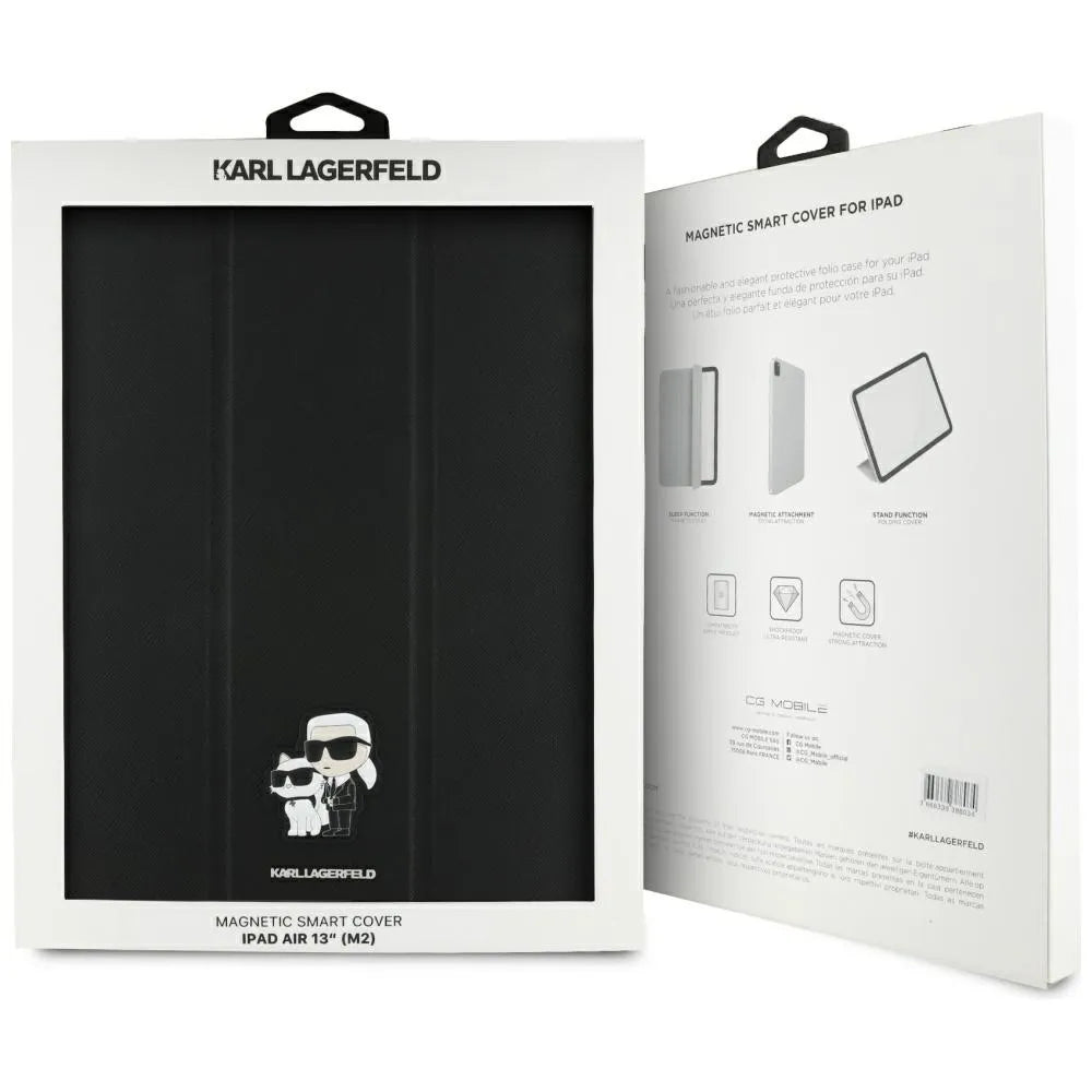 Karl Lagerfeld Book Cover Saffiano Magnetic Karl & Choupette - Dėklas iPad Air 13" M3 (2025) / iPad Air 13" M2 (2024) (juodas)