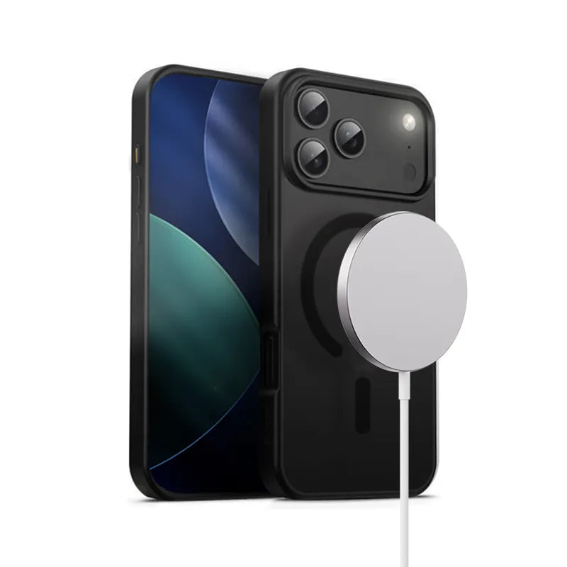 „Crong Hybrid Frost MAG Cover“ – „MagSafe“ dėklas „iPhone 17 Pro Max“ (juodas)