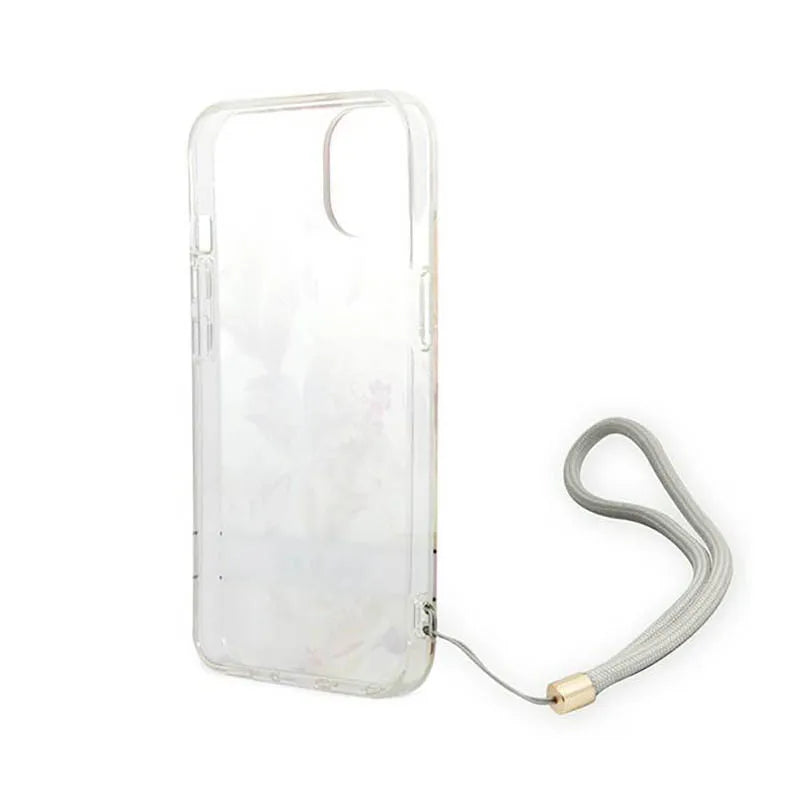 Guess Flower Cord – dėklas iPhone 14 Plus telefonui (violetinis)