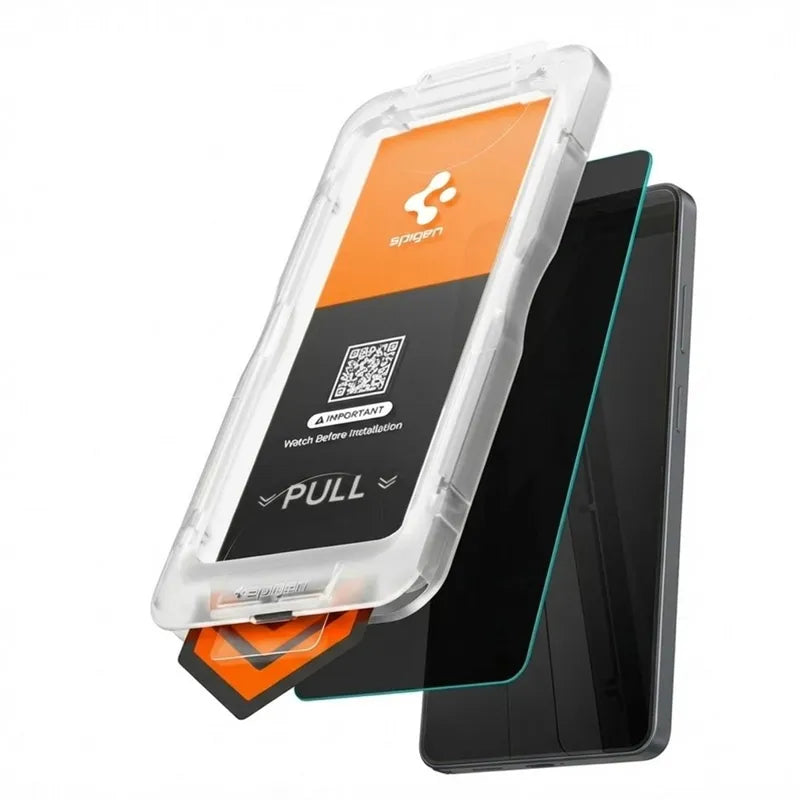 Spigen Glas.tR EZ Fit Pro AC HD Privacy – grūdintas privatumo stiklas Samsung Galaxy S26 telefonui