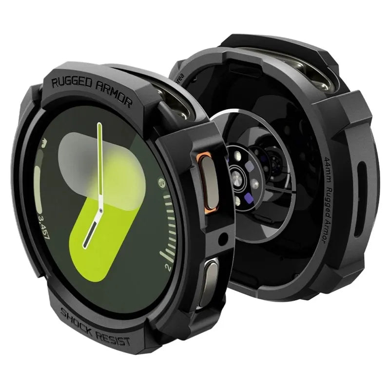 Spigen Rugged Armor – Dėklas Samsung Galaxy Watch 8 44 mm (Matine juoda)