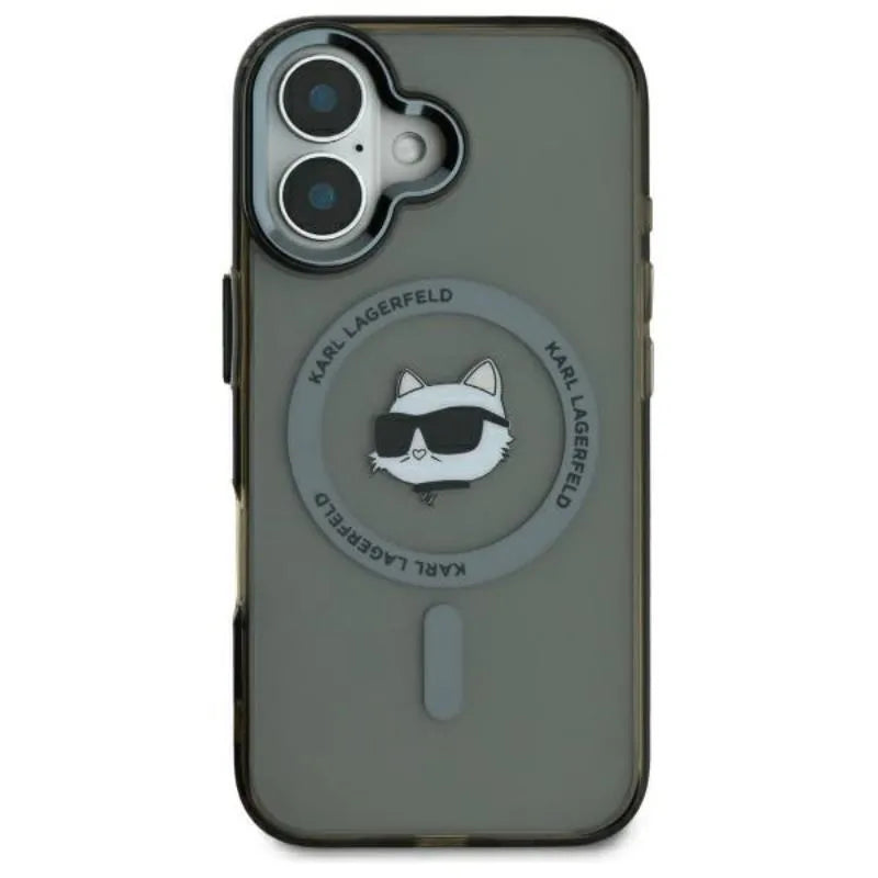 Karl Lagerfeld IML Metal Choupette Head MagSafe – Dėklas iPhone 16 (juodas)