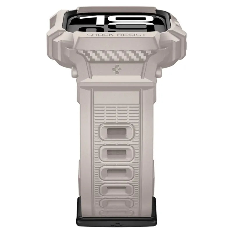 Spigen Rugged Armor Pro V2 – dirželis su korpusu, skirtas Apple Watch 10/11 46 mm (Dune Beige)