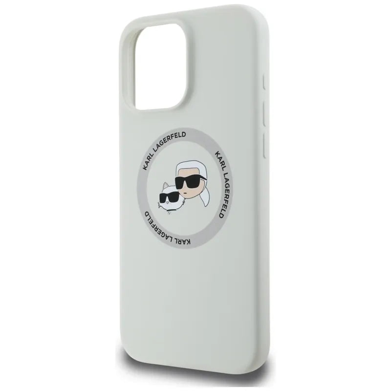 Karl Lagerfeld Silicone Double Heads And Circle MagSafe – dėklas iPhone 16 Pro (smėlio spalvos)