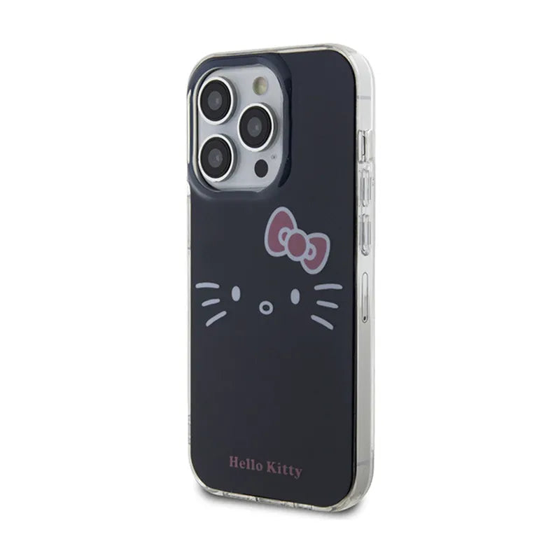 Hello Kitty IML Kitty Face dėklas, skirtas iPhone 15 Pro Max (juodas)