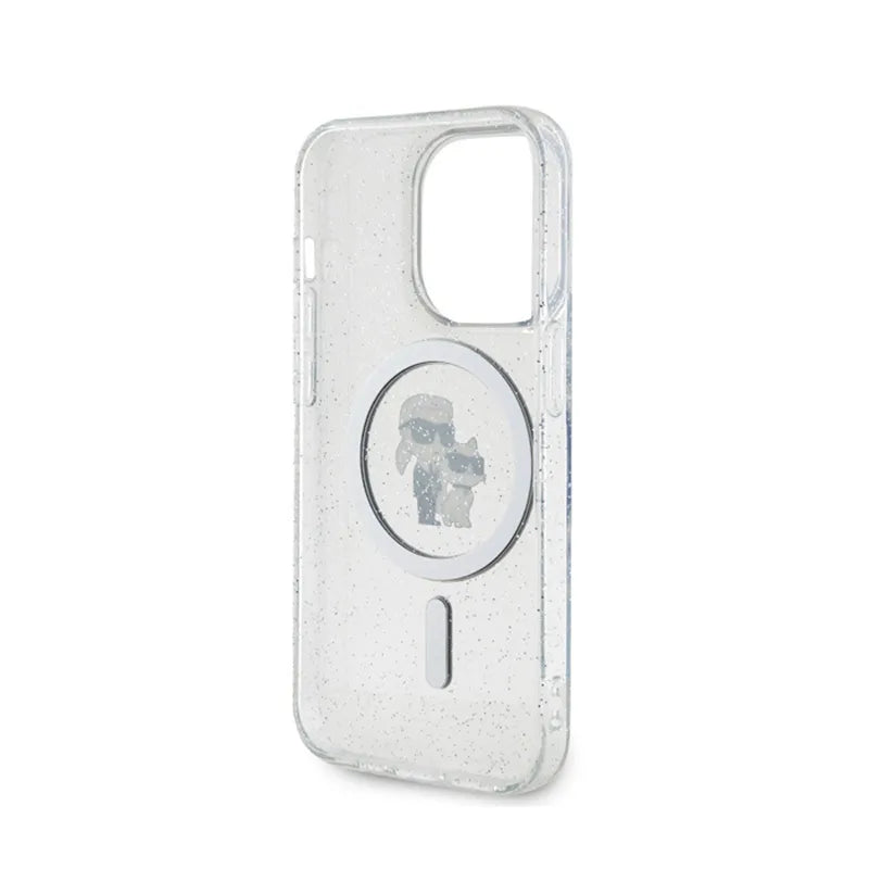 Karl Lagerfeld Karl & Choupette Glitter Magsafe - Dėklas iPhone 15 Pro (Skaidrus)