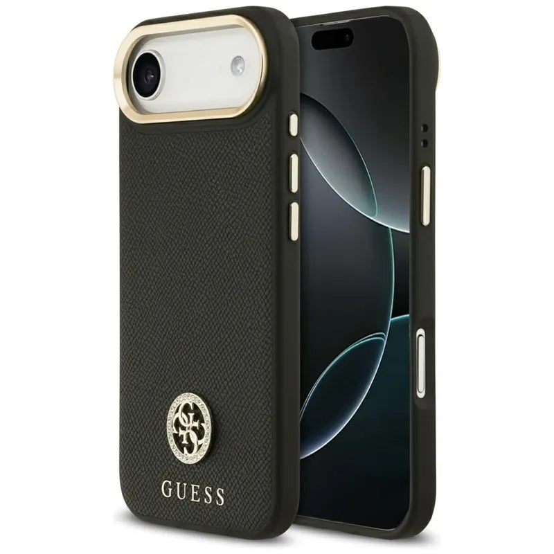 Guess Grained Strass Logo MagSafe - Dėklas iPhone Air (juodas)
