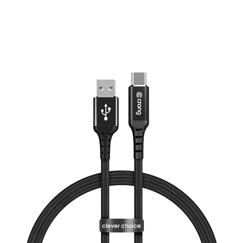 Crong Armor Link – 60W PD 3A USB-A į USB-C laidas 150cm (juodas)