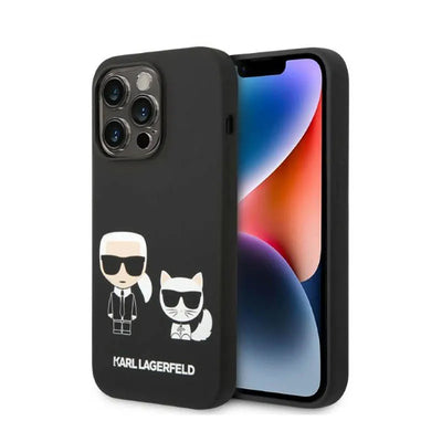 Karl Lagerfeld Liquid Silicone Karl & Choupette MagSafe – dėklas iPhone 14 Pro (juodas)