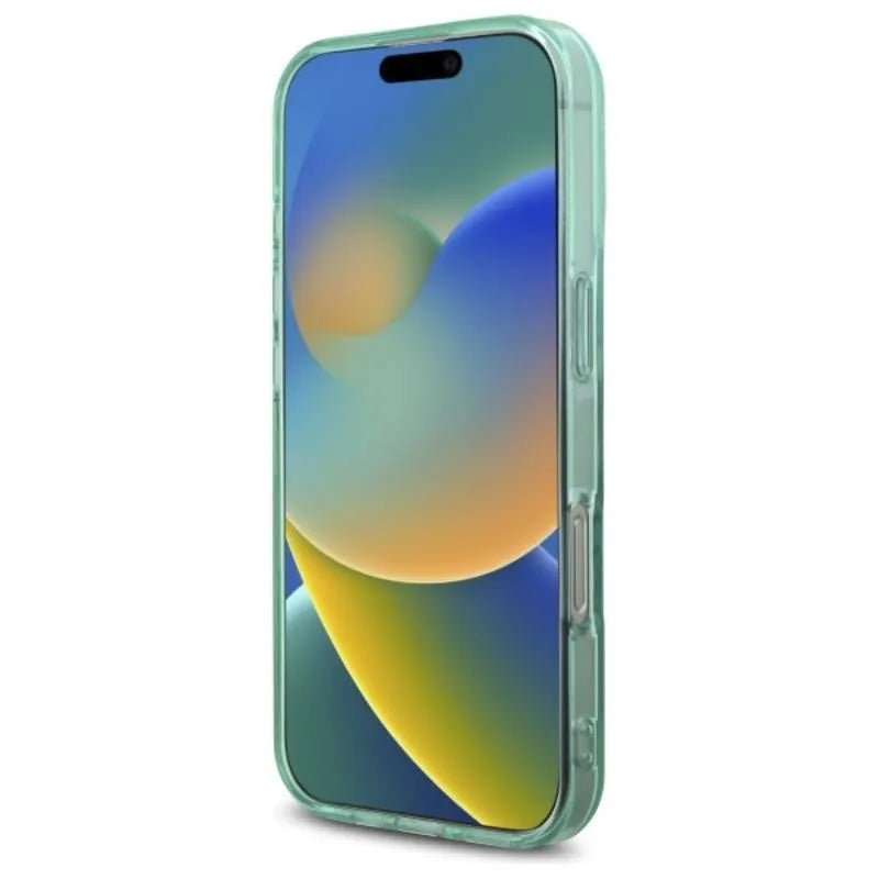 Guess IML Rhinestones MagSafe – dėklas iPhone 16 Pro Max telefonui (žalias)