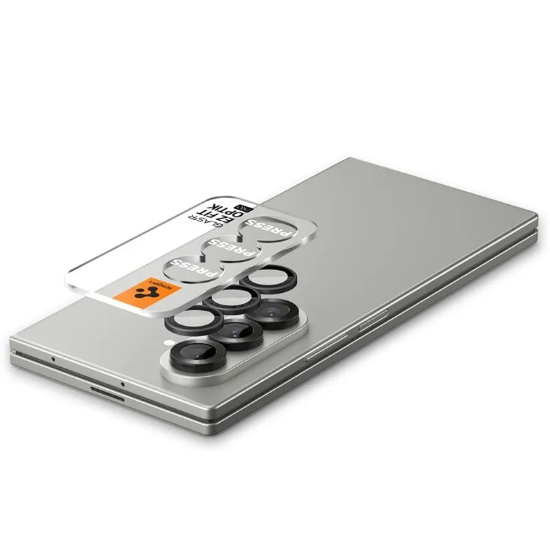 Spigen Optik Pro HD GLAS.TR EZ Fit kameros apsauga, 2 vnt. - Objektyvo apsauga Samsung Galaxy Z Fold 7 telefonui (2 vnt.) (Juoda)