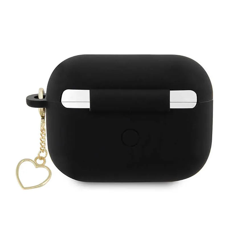 Guess Silicone Heart Charm – dėklas „Apple AirPods Pro 2“ (juodas)
