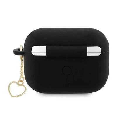 Guess Silicone Heart Charm – dėklas „Apple AirPods Pro 2“ (juodas)