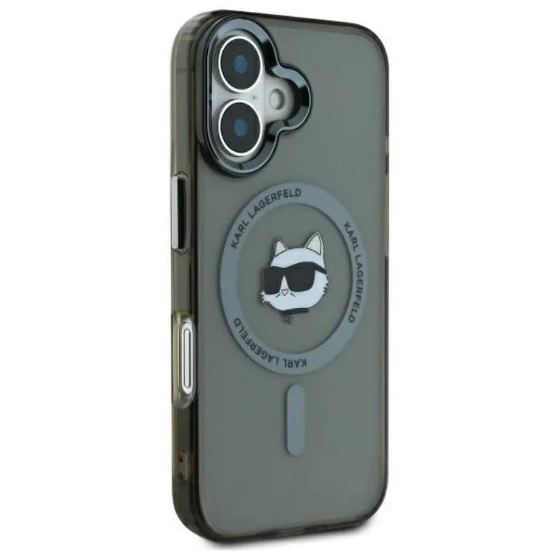 Karl Lagerfeld IML Metal Choupette Head MagSafe – Dėklas iPhone 16 (juodas)