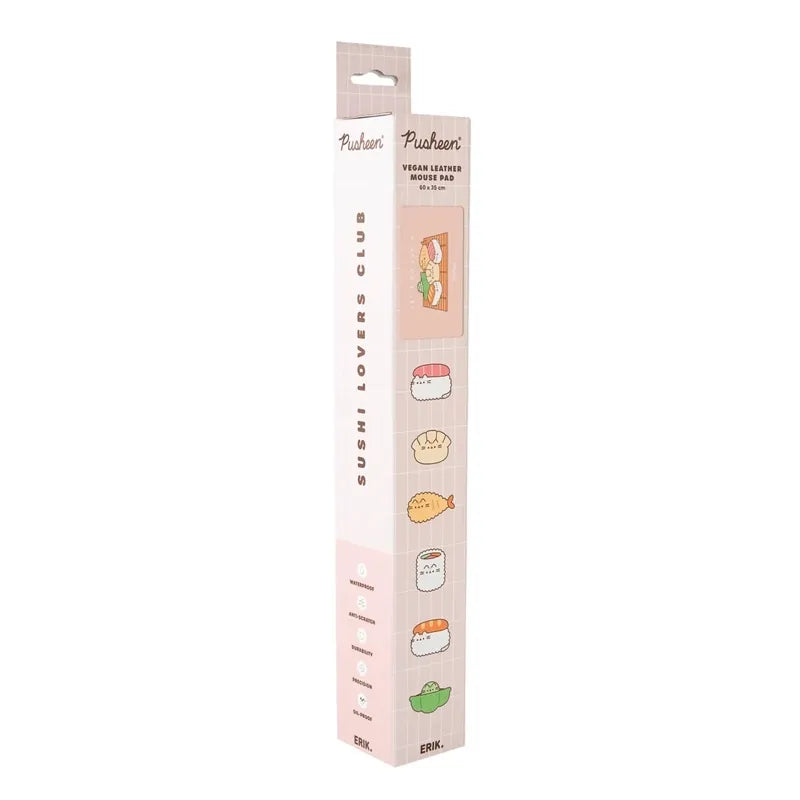 Pusheen – XXL dirbtinės odos žaidimų / stalo kilimėlis iš Sushi Roll kolekcijos (60 x 35 cm)